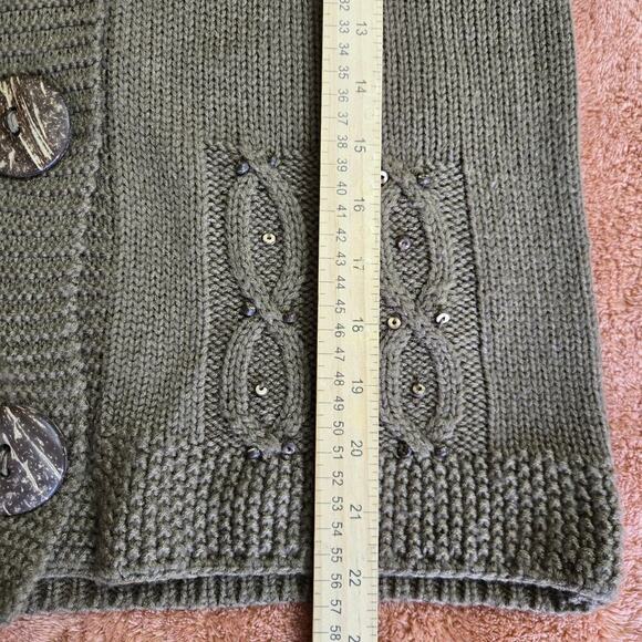 Jenny Womens Vintage Cable Knit Cardigan Sweater Small Boho Sequins Cozy Artsy - Picture 11 of 11